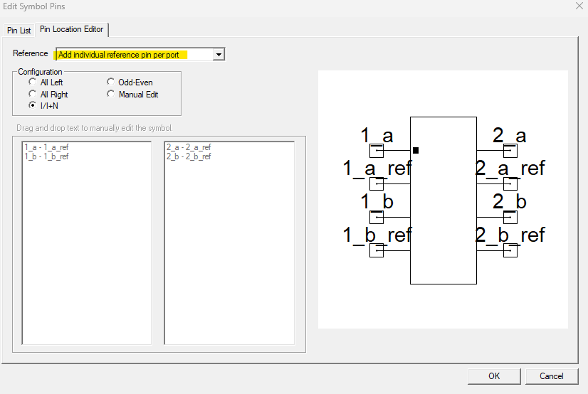 How to add individual reference pins to ports in a Circuit component symbol